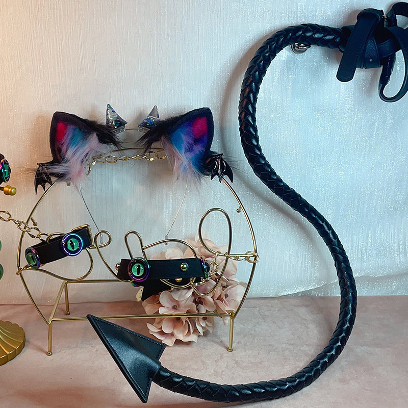 Little devil costume,Artificial Fur-Beast ears and tail,wing